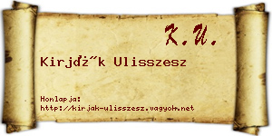 Kirják Ulisszesz névjegykártya